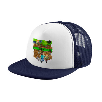 Minecraft characters, Καπέλο παιδικό Soft Trucker με Δίχτυ ΜΠΛΕ ΣΚΟΥΡΟ/ΛΕΥΚΟ (POLYESTER, ΠΑΙΔΙΚΟ, ONE SIZE)