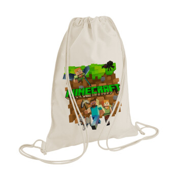 Minecraft characters, Τσάντα πλάτης πουγκί GYMBAG natural (28x40cm)