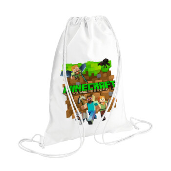 Minecraft characters, Τσάντα πλάτης πουγκί GYMBAG λευκή (28x40cm)