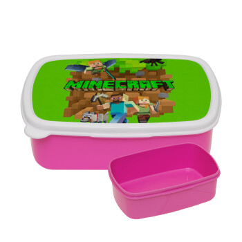 Minecraft characters, ΡΟΖ παιδικό δοχείο φαγητού (lunchbox) πλαστικό (BPA-FREE) Lunch Βox M18 x Π13 x Υ6cm