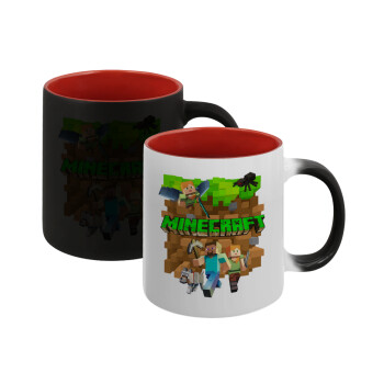 Minecraft characters, Κούπα Μαγική εσωτερικό κόκκινο, κεραμική, 330ml που αλλάζει χρώμα με το ζεστό ρόφημα
