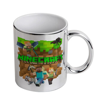 Minecraft characters, Κούπα κεραμική, ασημένια καθρέπτης, 330ml