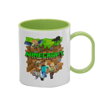 Minecraft characters, Κούπα (πλαστική) (BPA-FREE) Polymer Πράσινη για παιδιά, 330ml