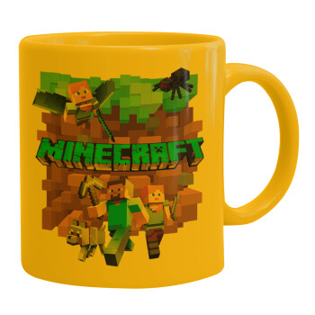 Minecraft characters, Ceramic coffee mug yellow, 330ml (1pcs)