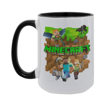 Minecraft characters, Κούπα Mega 15oz, κεραμική Μαύρη, 450ml