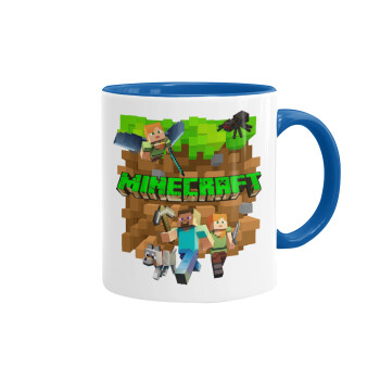 Minecraft characters, Κούπα χρωματιστή μπλε, κεραμική, 330ml