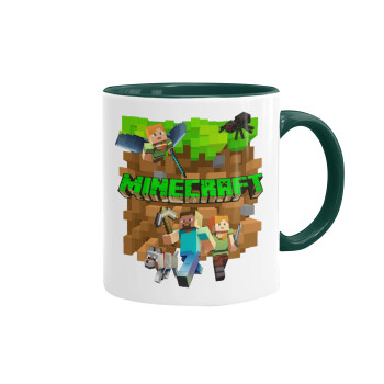 Minecraft characters, Κούπα χρωματιστή πράσινη, κεραμική, 330ml