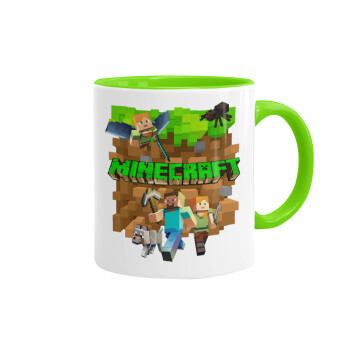 Minecraft characters, Mug colored light green, ceramic, 330ml