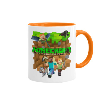 Minecraft characters, Κούπα χρωματιστή πορτοκαλί, κεραμική, 330ml