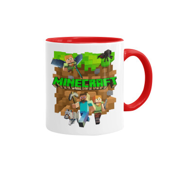 Minecraft characters, Κούπα χρωματιστή κόκκινη, κεραμική, 330ml