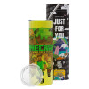 Neon Yellow Travel Tumbler θερμό, μεταλλικό καλαμάκι(Ανωξείδωτο 304 Food grade, BPA free, 600ml)