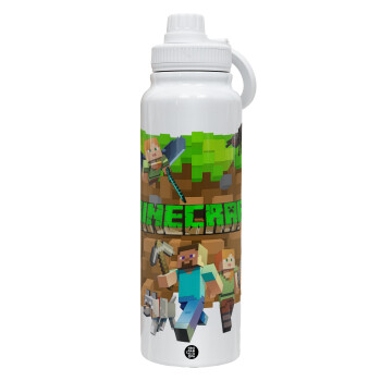 Minecraft characters, 1L Stainless Steel Thermal Bottle with Phone Holder & Double Wall Insulation