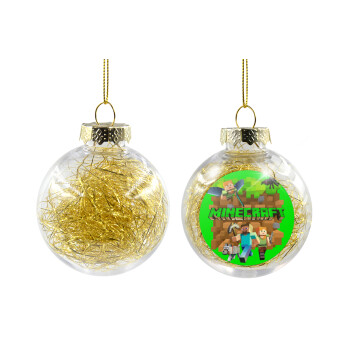 Minecraft characters, Χριστουγεννιάτικη μπάλα δένδρου διάφανη με χρυσό γέμισμα 8cm