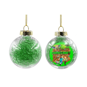 Minecraft characters, Χριστουγεννιάτικη μπάλα δένδρου διάφανη με πράσινο γέμισμα 8cm