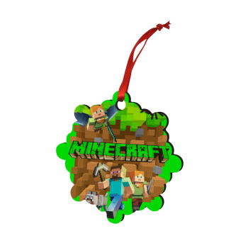 Minecraft characters, Christmas ornament snowflake wooden 7.5cm