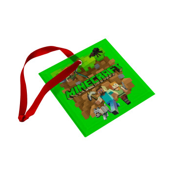 Minecraft characters, Christmas ornament, glass square ornament 9x9cm