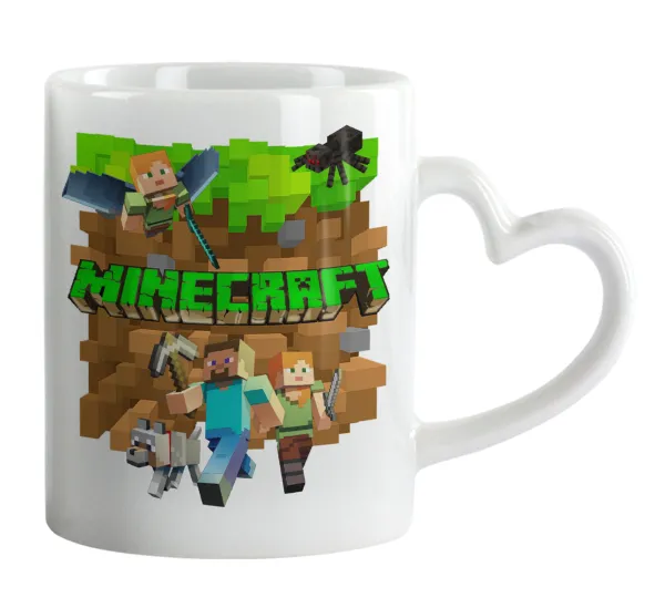 Minecraft characters — Mug heart handle, ceramic, 330ml