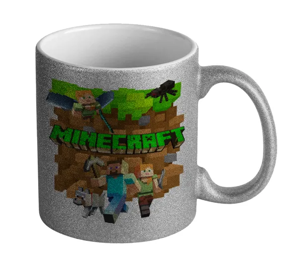 Minecraft characters — Silver glitter mug that sparkles, ceramic, 330ml