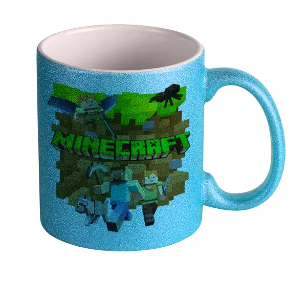 Minecraft characters — Light blue glitter mug that sparkles, ceramic, 330ml