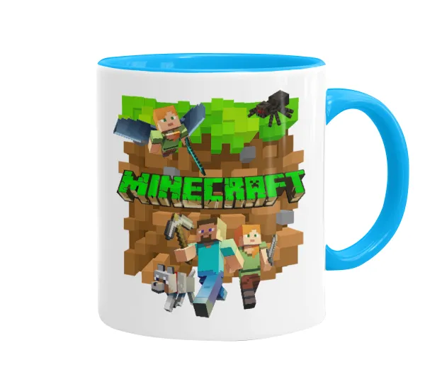 Minecraft characters — Mug colored light blue, ceramic, 330ml