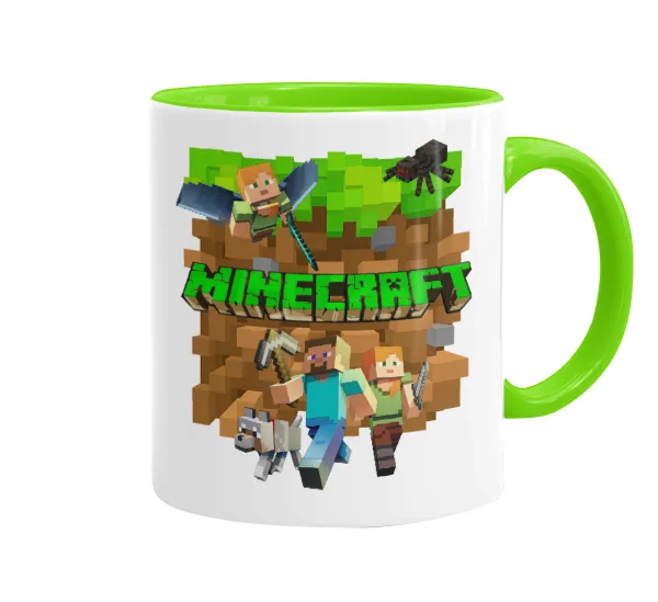 Minecraft characters — Mug colored light green, ceramic, 330ml