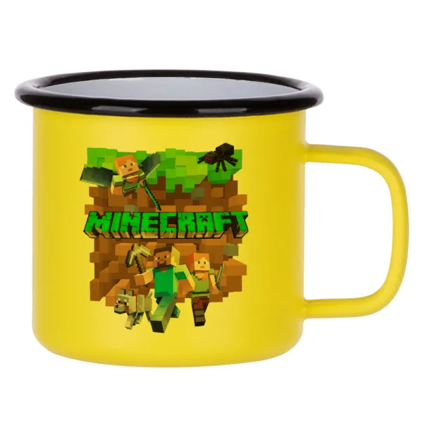 Minecraft characters — Metallic enamel MATT Yellow cup 360ml