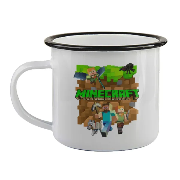 Minecraft characters — Κούπα εμαγιέ με μαύρο χείλος 360ml