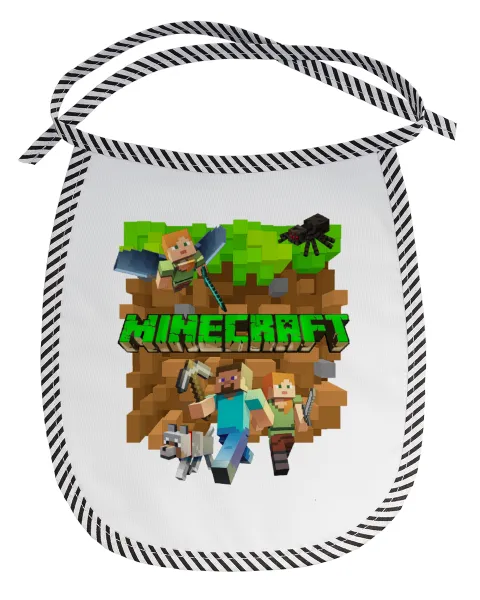 Minecraft characters — Stain-resistant baby bib with tie, black