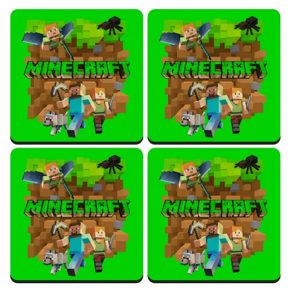 Minecraft characters — Σουβέρ ξύλινα τετράγωνα (9cm)