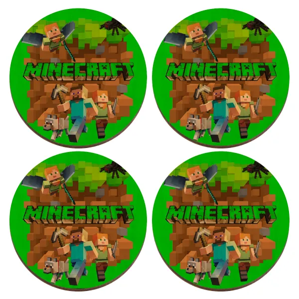 Minecraft characters — Set of 4 round plywood coasters (9cm)