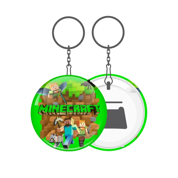 Minecraft characters — Metal keychain 5cm with bottle opener