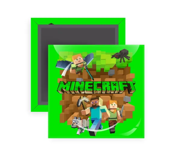 Minecraft characters — Square fridge magnet, 5x5cm