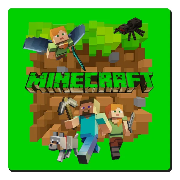 Minecraft characters — Square wooden magnet, 6x6cm