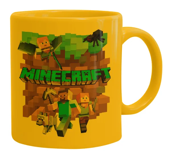 Minecraft characters — Ceramic coffee mug yellow, 330ml