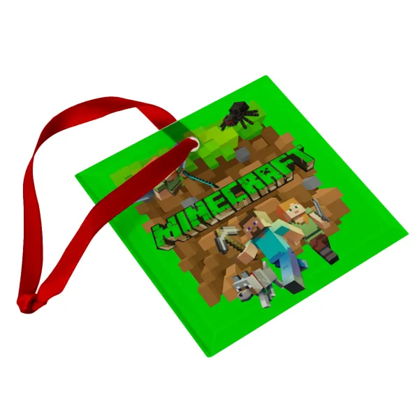 Minecraft characters — Christmas ornament, glass square ornament 9x9cm
