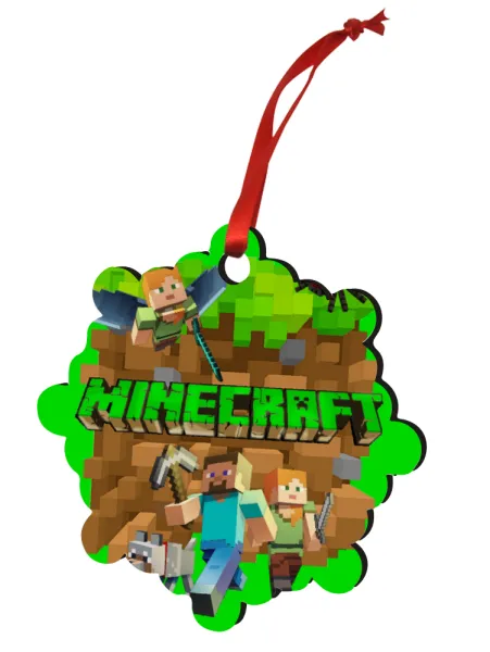 Minecraft characters — Christmas ornament snowflake wooden 7.5cm