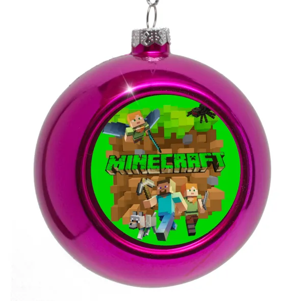 Minecraft characters — Purple Christmas tree ornament bauble 8cm