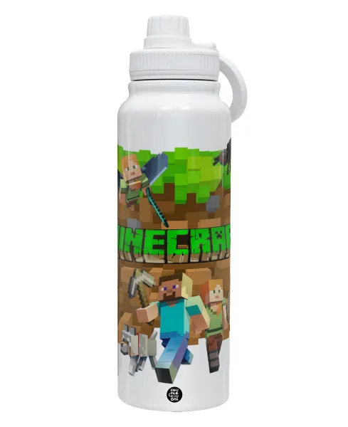 Minecraft characters — 1L Stainless Steel Thermal Bottle with Phone Holder & Double Wall Insulation