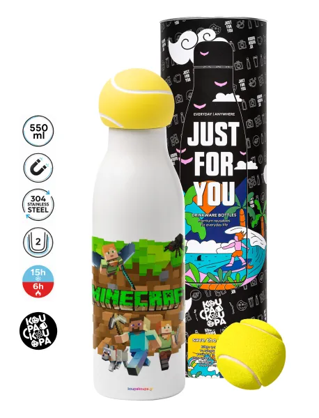 Minecraft characters — Tennis ball Metal mug thermos White, double wall, 550ml