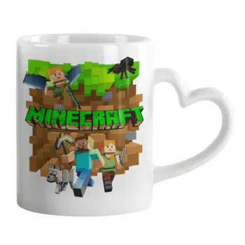 Minecraft characters, Mug heart handle, ceramic, 330ml