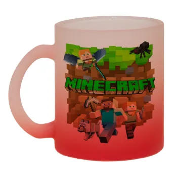 Minecraft characters, Κούπα γυάλινη δίχρωμη με βάση το κόκκινο ματ, 330ml