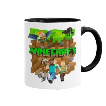 Minecraft characters, Κούπα χρωματιστή μαύρη, κεραμική, 330ml