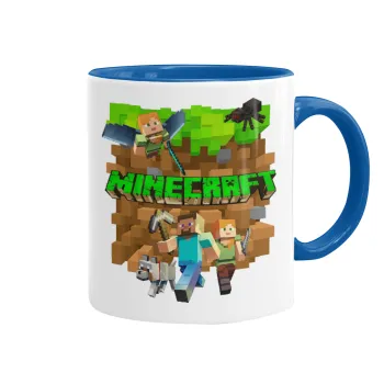Minecraft characters, Mug colored blue, ceramic, 330ml