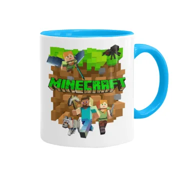Minecraft characters, Mug colored light blue, ceramic, 330ml