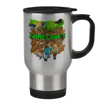 Minecraft characters, Stainless steel travel mug with lid, double wall 450ml