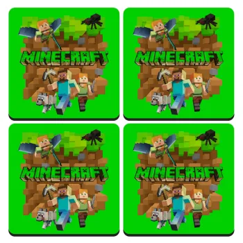 Minecraft characters, ΣΕΤ 4 Σουβέρ ξύλινα τετράγωνα (9cm)