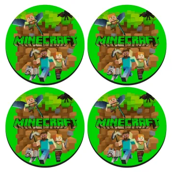 Minecraft characters, ΣΕΤ 4 Σουβέρ ξύλινα στρογγυλά (9cm)