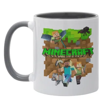 Minecraft characters, Κούπα χρωματιστή γκρι, κεραμική, 330ml