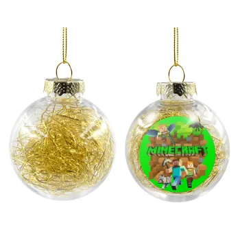 Minecraft characters, Transparent Christmas tree ball ornament with gold filling 8cm