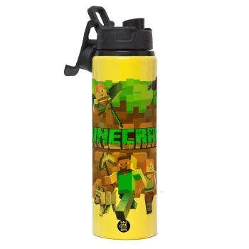 Minecraft characters, Metallic water bottle with safety lid, 850ml aluminum